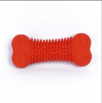 HN24-EB-117 bone shaped with emoticon natural rubber dog toy