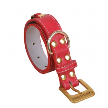 HN24-YDPC511-5 PU leather dog collar in red (2)